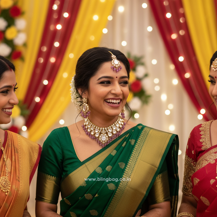 Purple Divita Kundan Jewellery Set