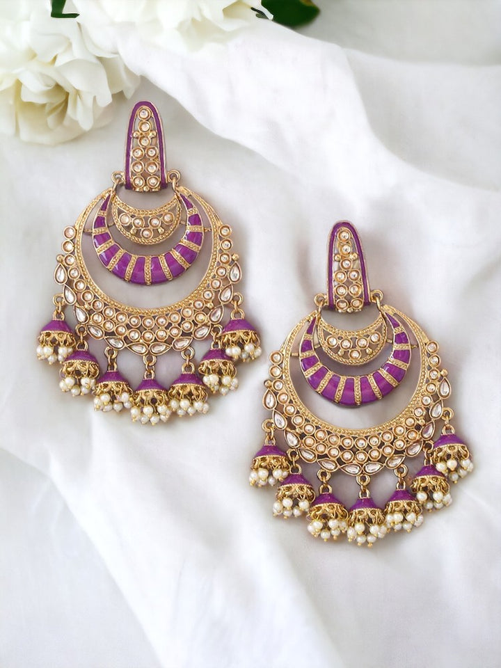 Purple Fiona Ethnic Jhumkis
