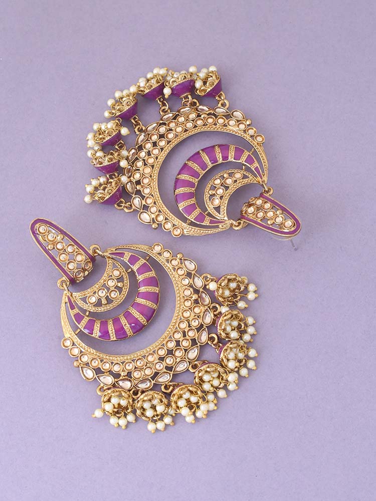 Purple Fiona Ethnic Jhumkis