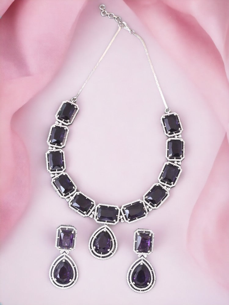 Purple Gabriella Zirconia Jewellery Set