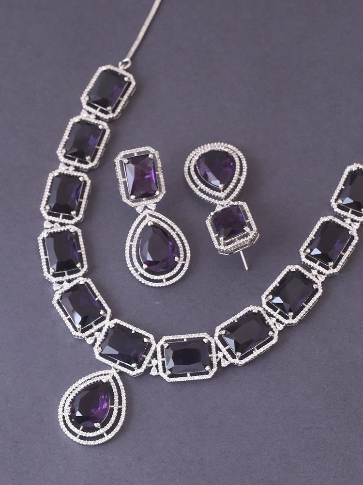 Purple Gabriella Zirconia Jewellery Set