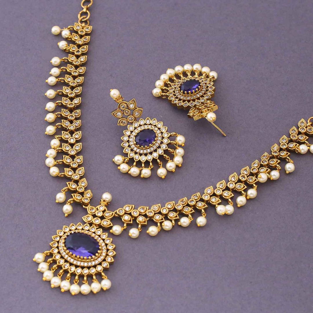 Purple Gainee Antique Jewellery Set- New Arrival