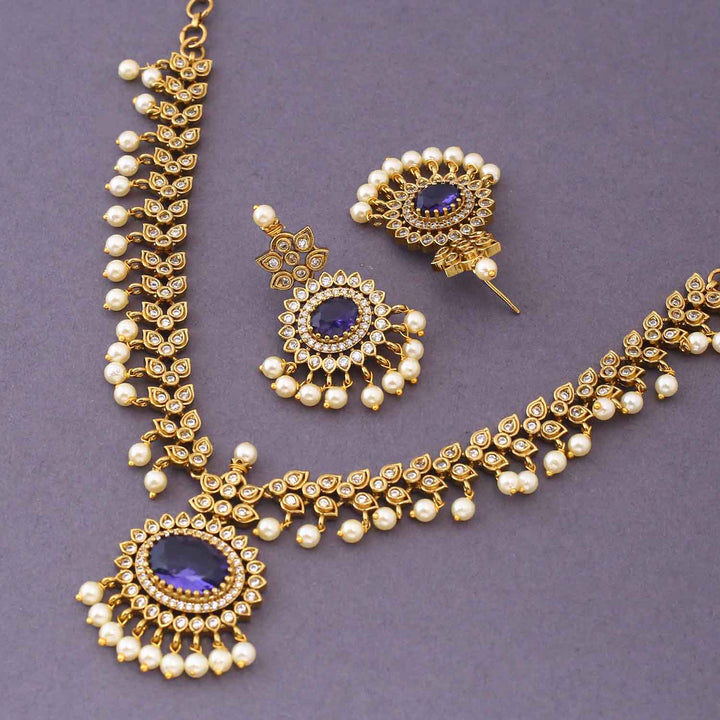 Purple Gainee Antique Jewellery Set- New Arrival