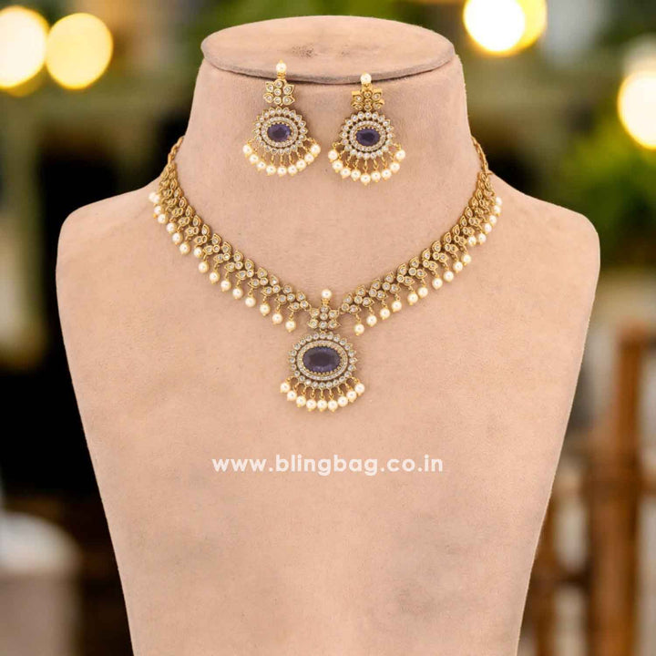 Purple Gainee Antique Jewellery Set- New Arrival