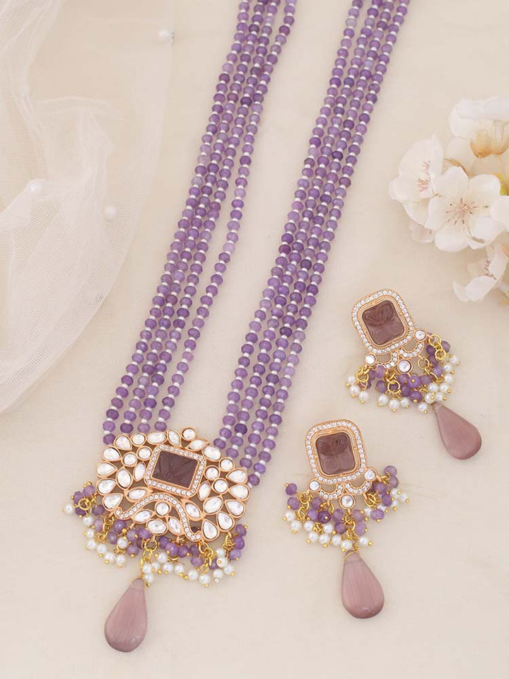 Purple Gauram Kundan Jewellery Set