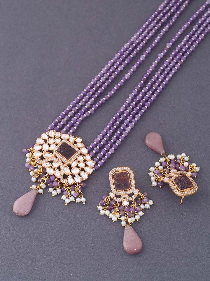 Purple Gauram Kundan Jewellery Set