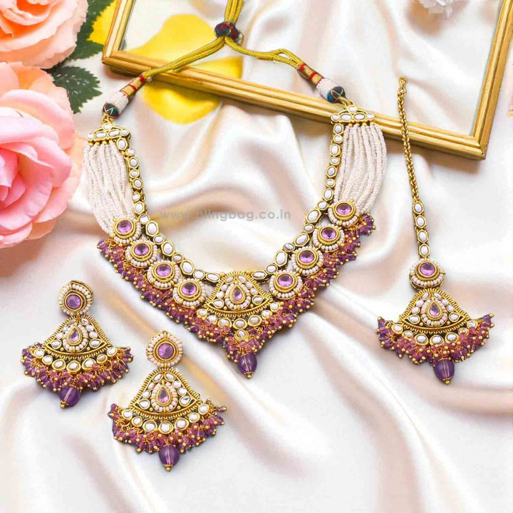 Purple Gitanjali Kundan Jewellery Set