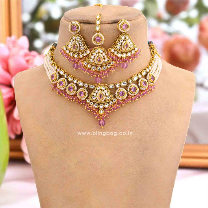 Purple Gitanjali Kundan Jewellery Set