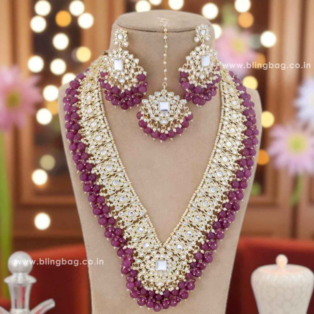 Purple Gracia Kundan Jewellery Set
