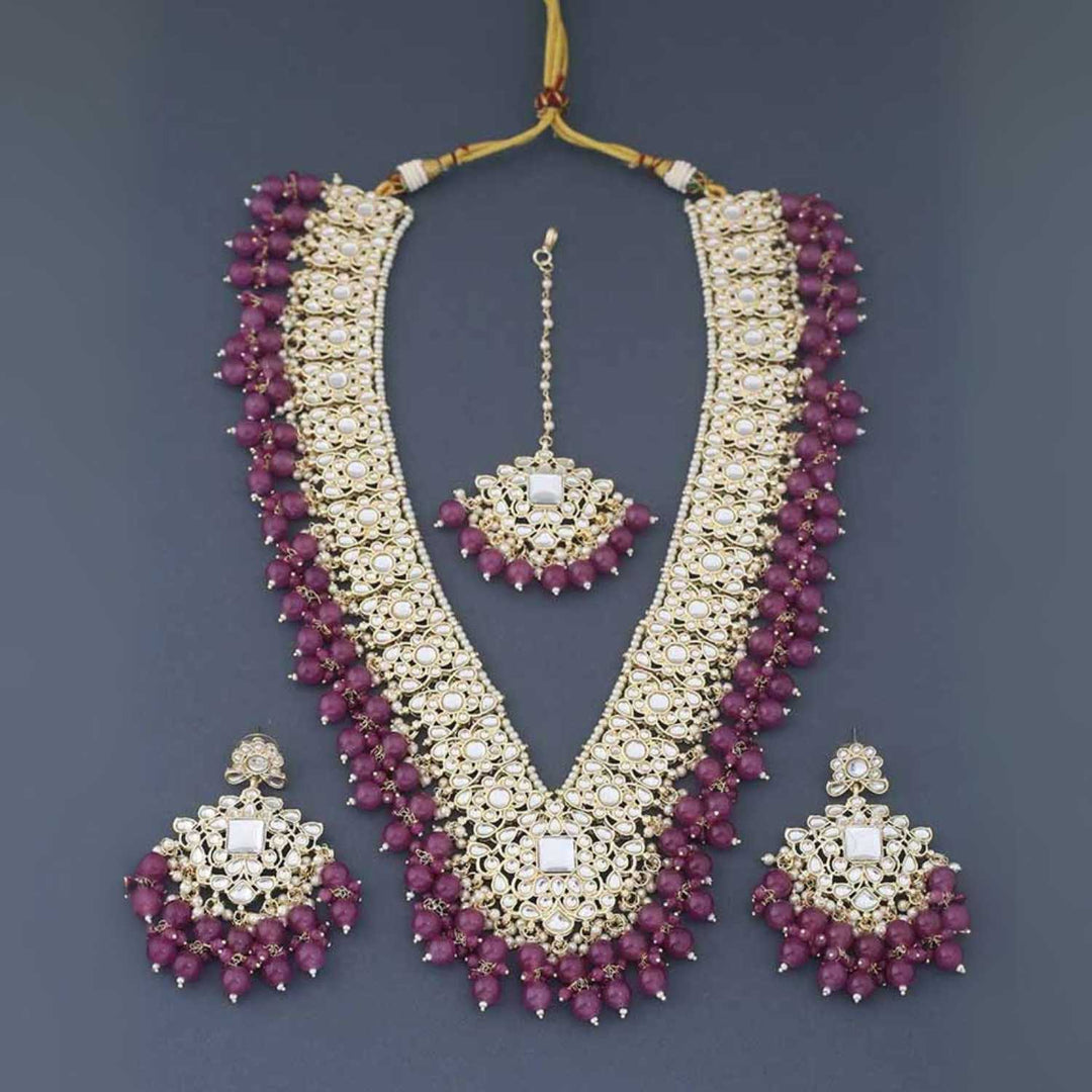 Purple Gracia Kundan Jewellery Set