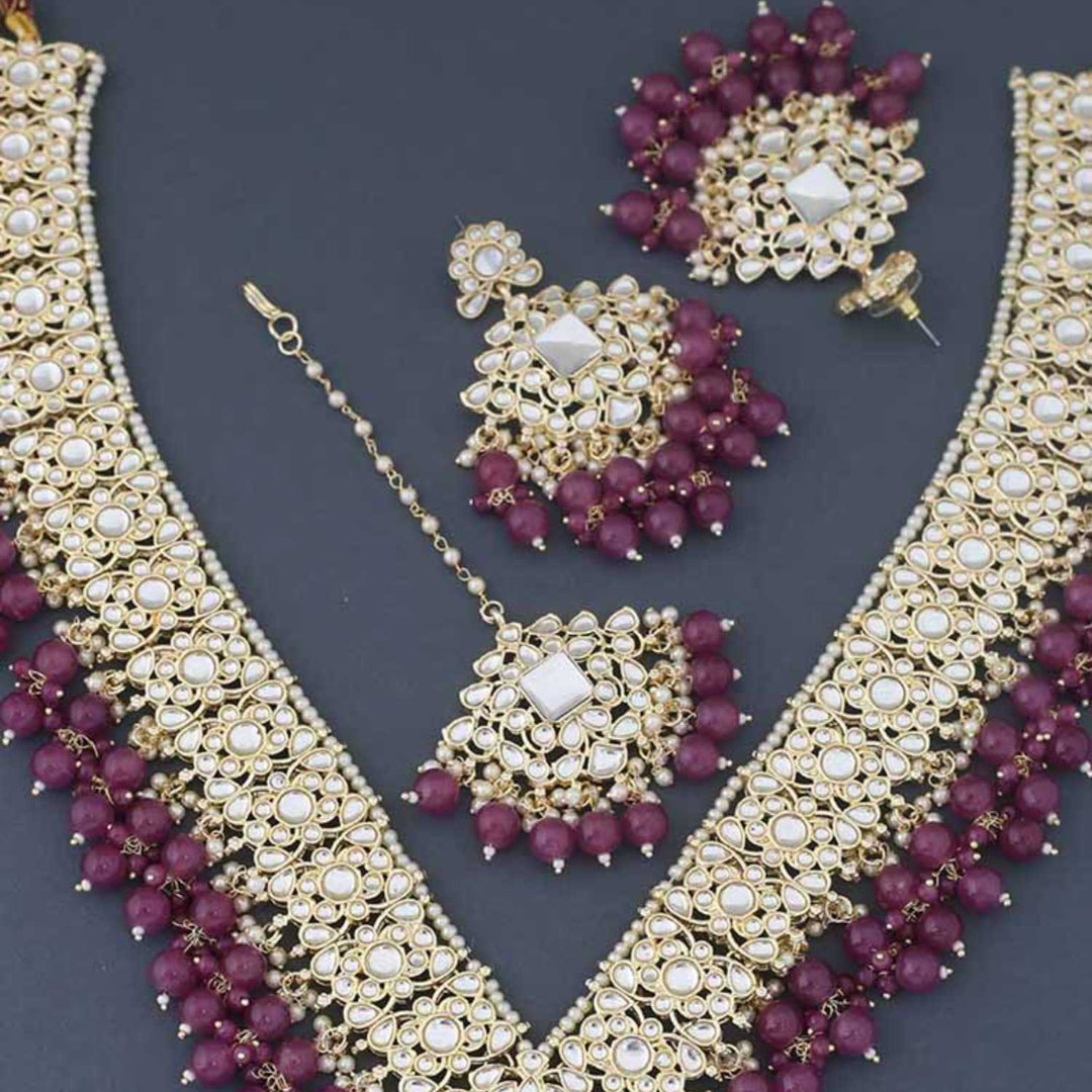 Purple Gracia Kundan Jewellery Set