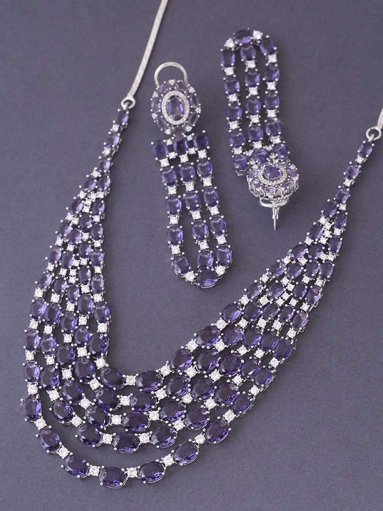 Purple Halima Zirconia Jewellery Set