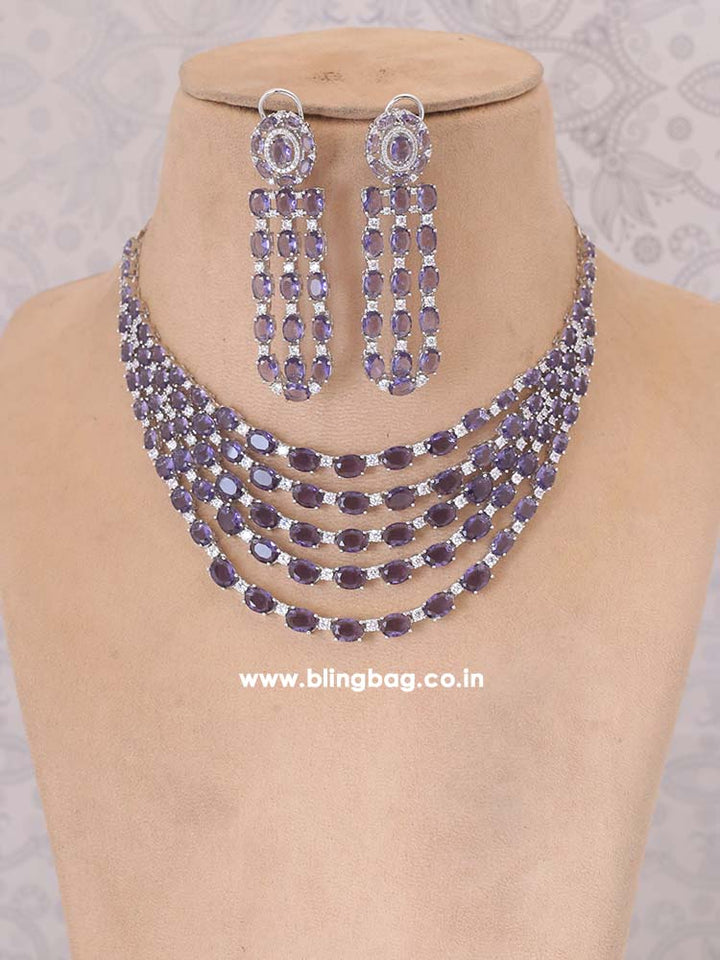 Purple Halima Zirconia Jewellery Set