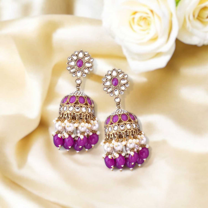 Purple Harjana Jhumkis