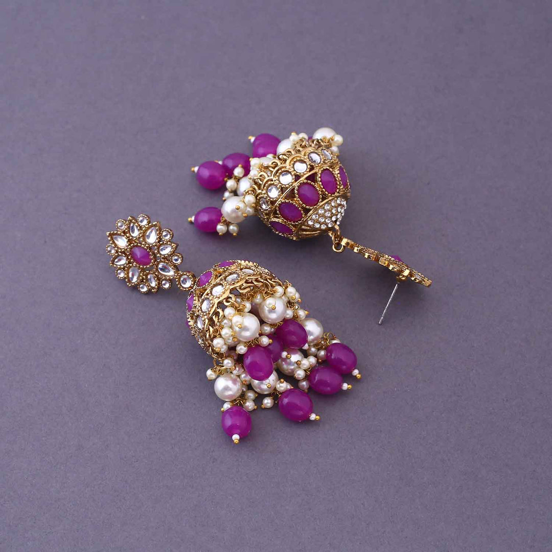 Purple Harjana Jhumkis