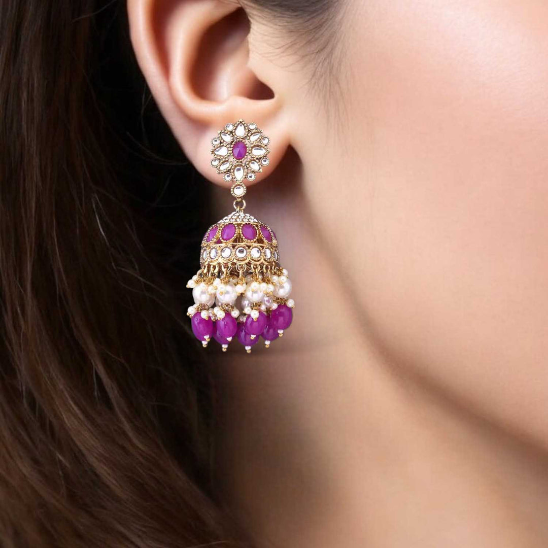 Purple Harjana Jhumkis