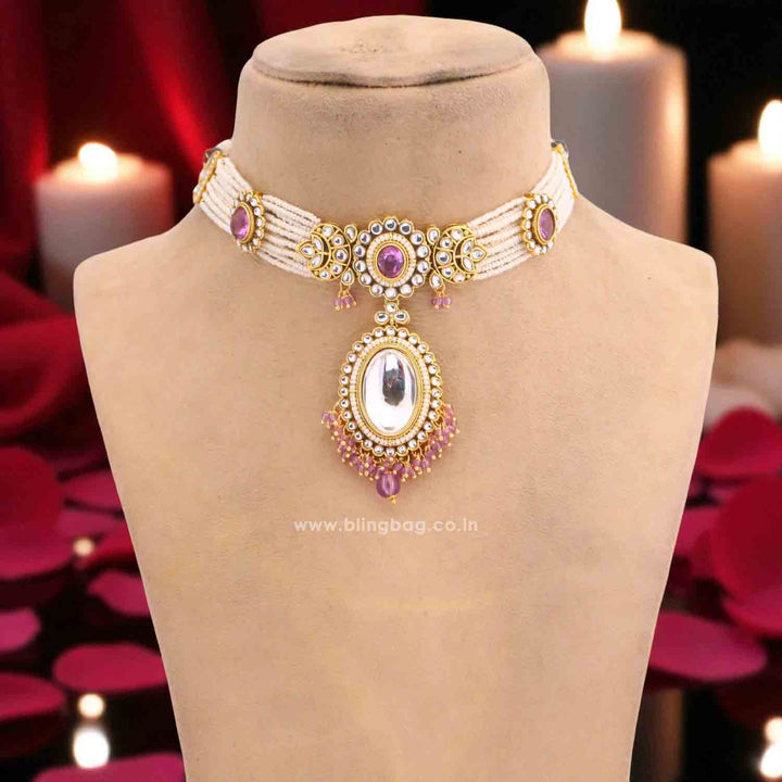 Purple Harshini Kundan Jewellery Set