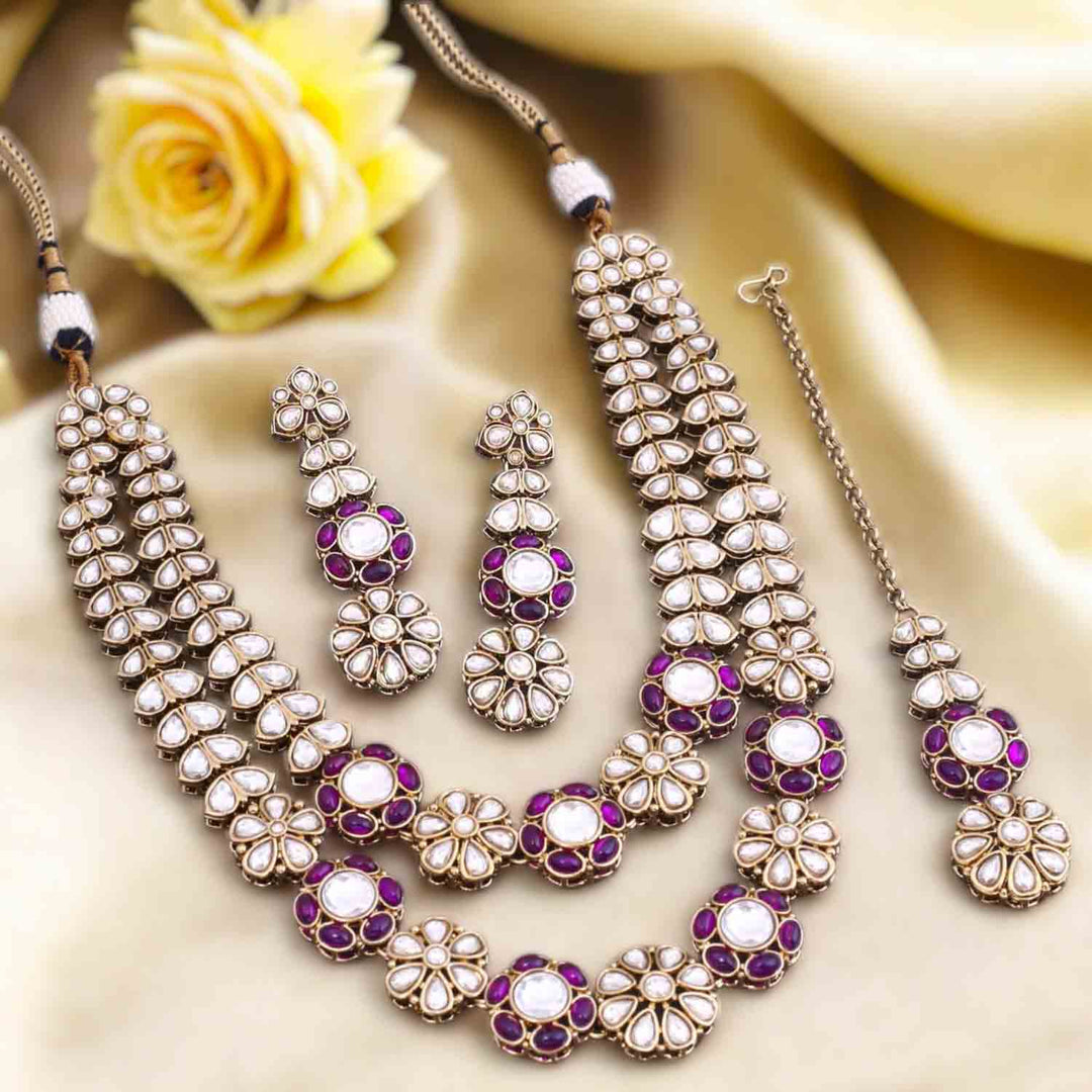 Purple Jaine Kundan Jewellery Set – Bling Bag - Main Image