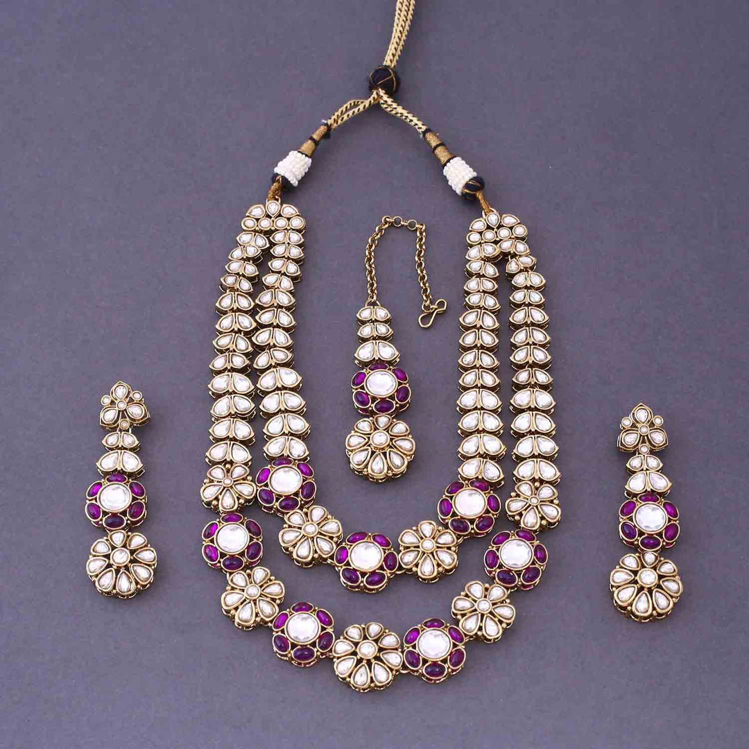 Purple Jaine Kundan Jewellery Set