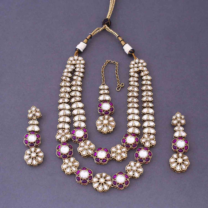 Purple Jaine Kundan Jewellery Set