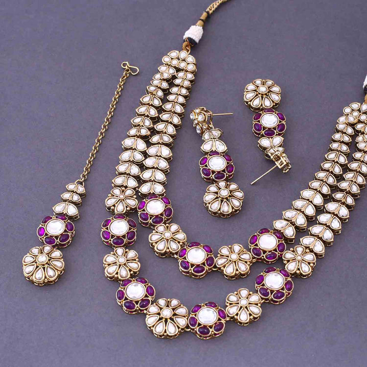 Purple Jaine Kundan Jewellery Set