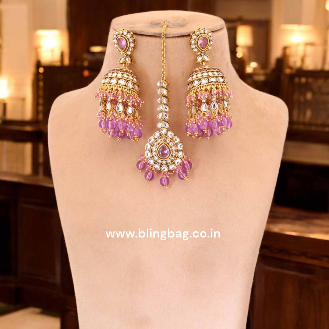 Purple Jambhul Maang Tikka Set