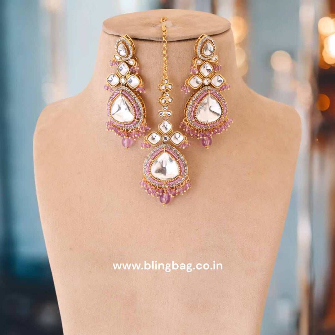 Purple Kairavi Kundan Jewellery Set