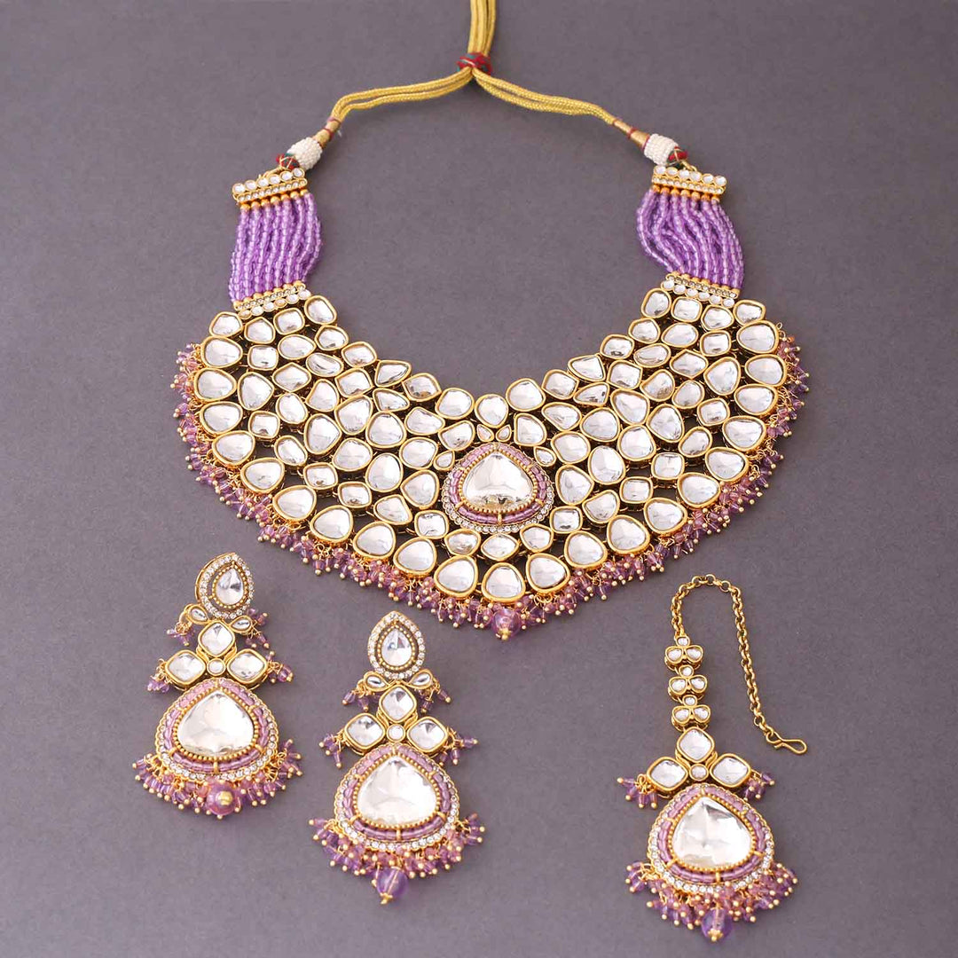 Purple Kairavi Kundan Jewellery Set