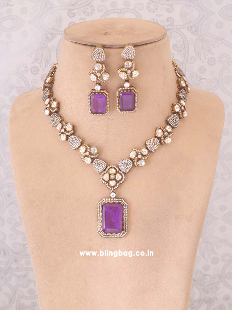 Purple Katherine Zirconia Jewellery Set