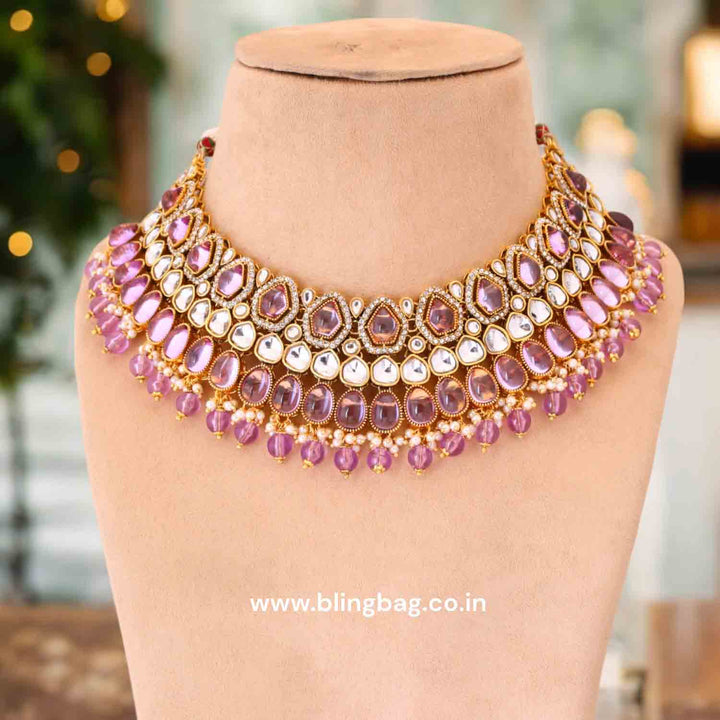 Purple Kaviya Kundan Jewellery Set