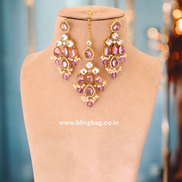 Purple Kaviya Kundan Jewellery Set