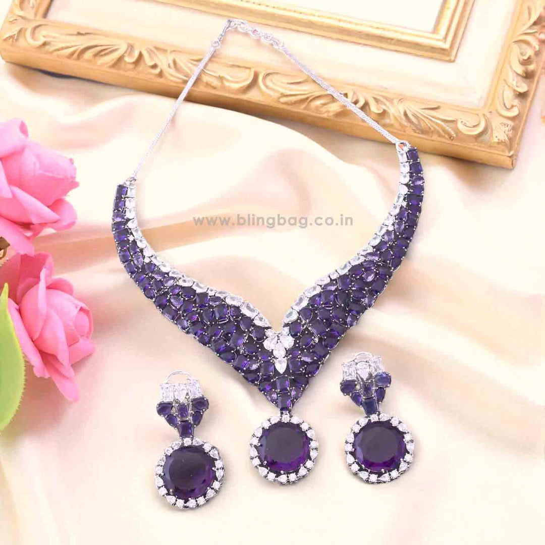 Purple Kyian Zirconia Jewellery Set