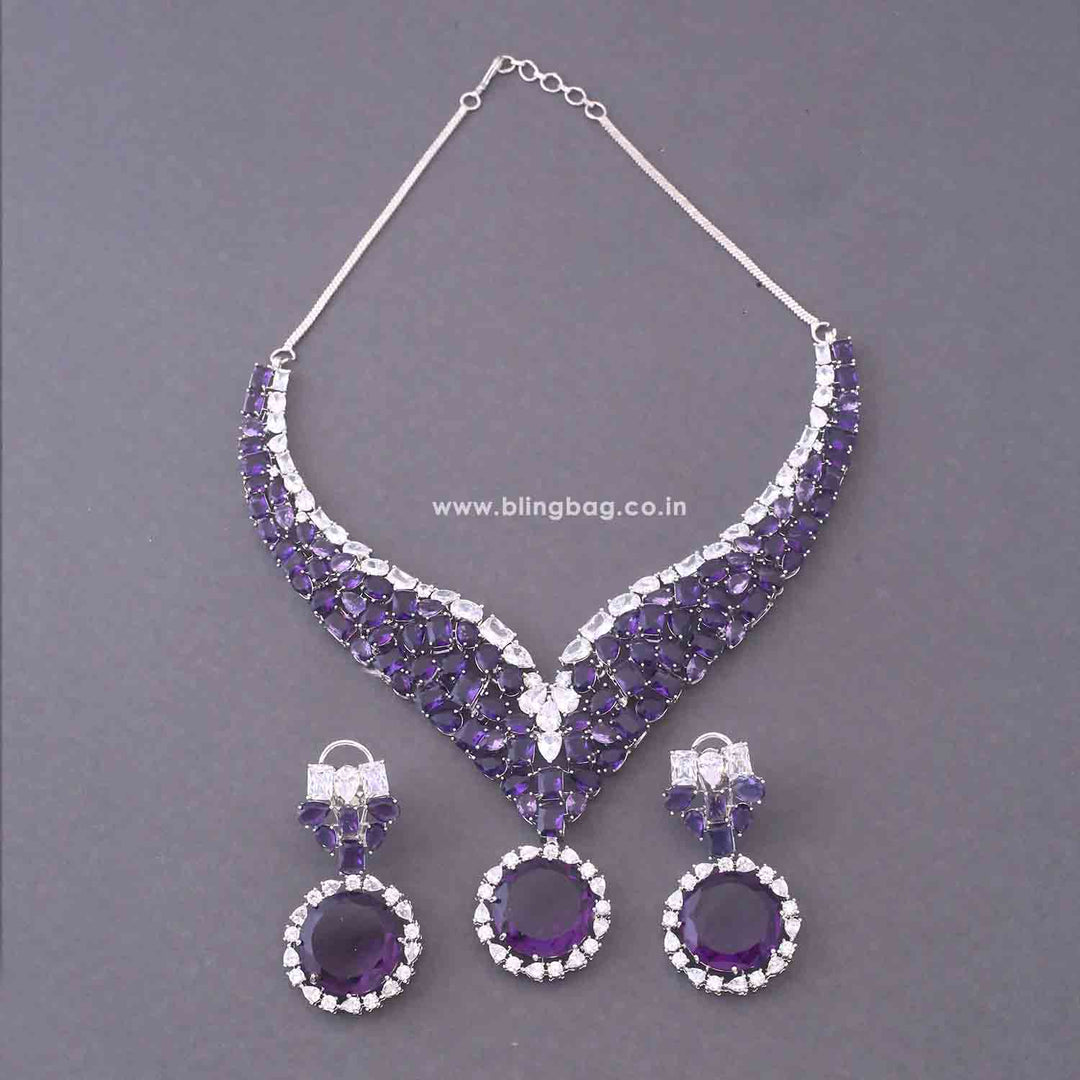 Purple Kyian Zirconia Jewellery Set