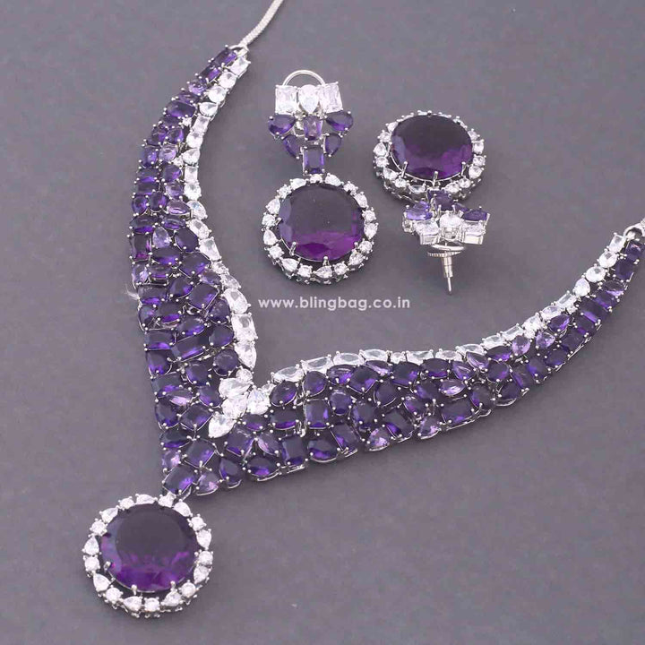 Purple Kyian Zirconia Jewellery Set