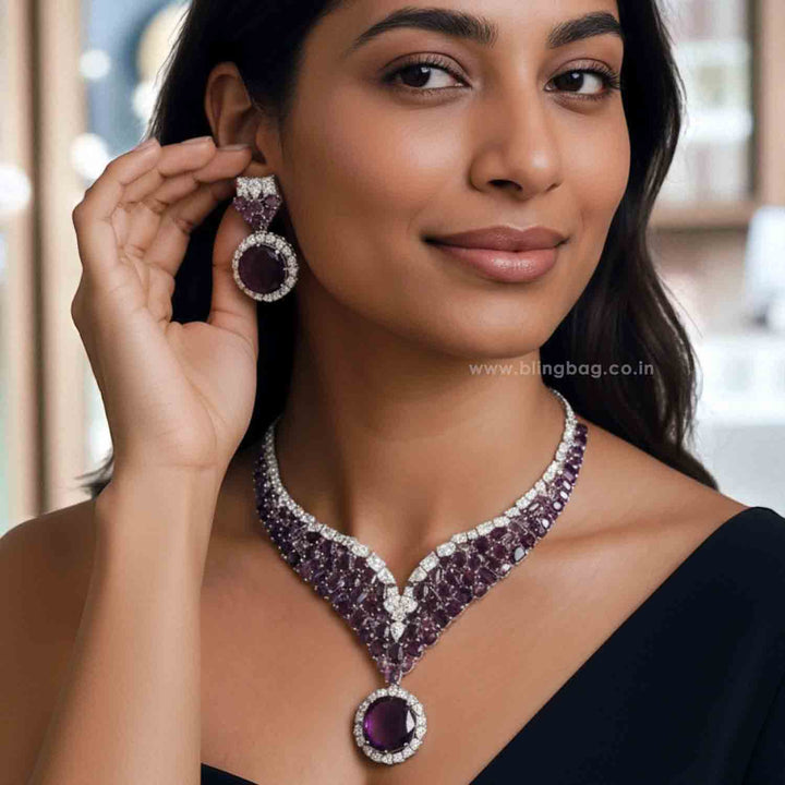 Purple Kyian Zirconia Jewellery Set