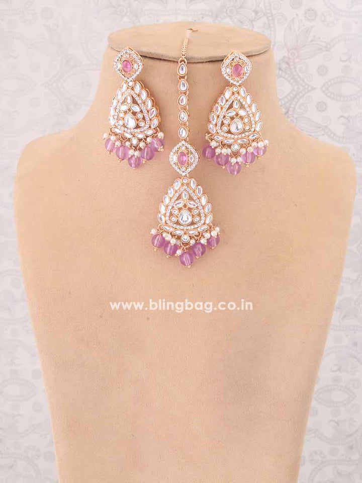Purple Maanyata Kundan Jewellery Set