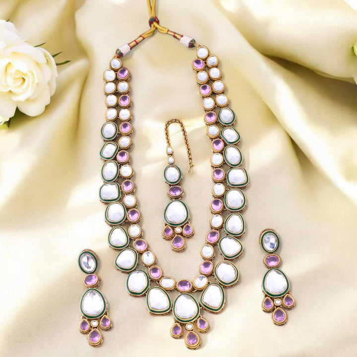 Purple Malak Kundan Jewellery Set