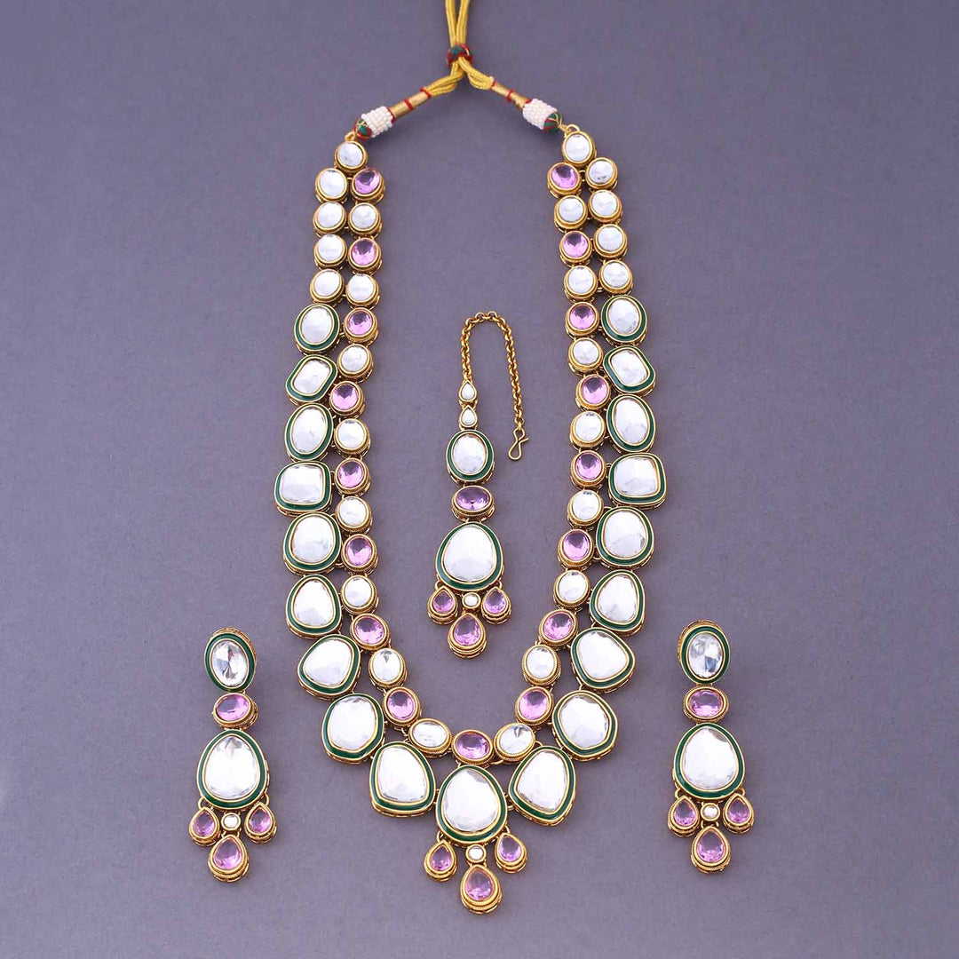 Purple Malak Kundan Jewellery Set