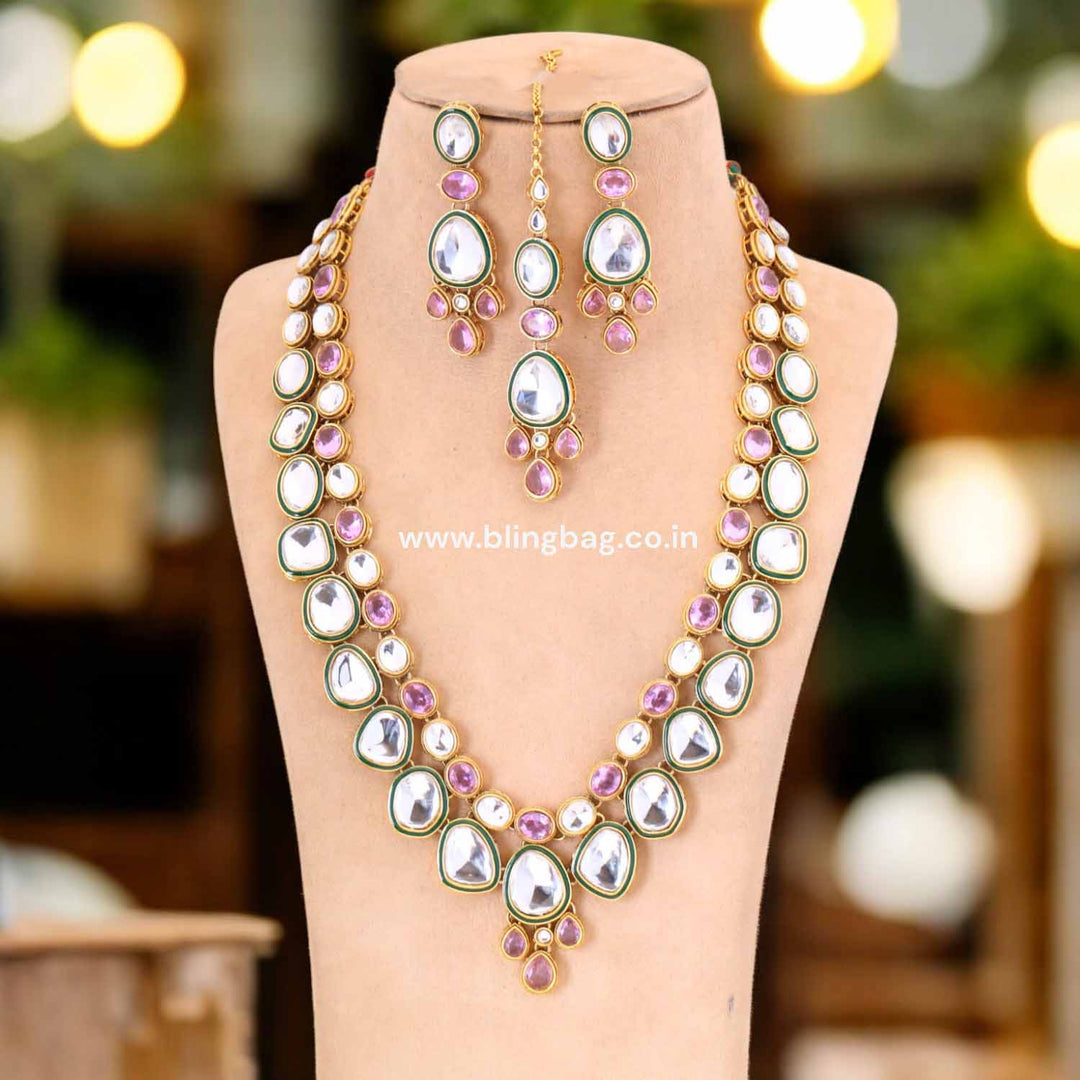 Purple Malak Kundan Jewellery Set