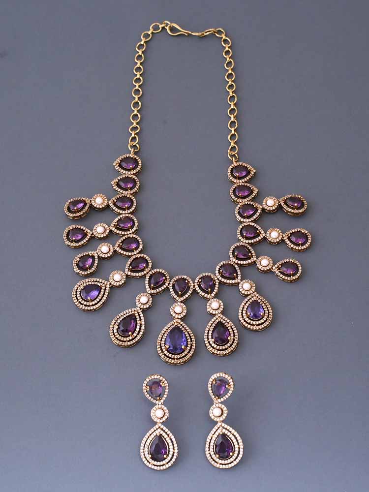 Purple Margarete Victorian Jewellery Set - New Arrival