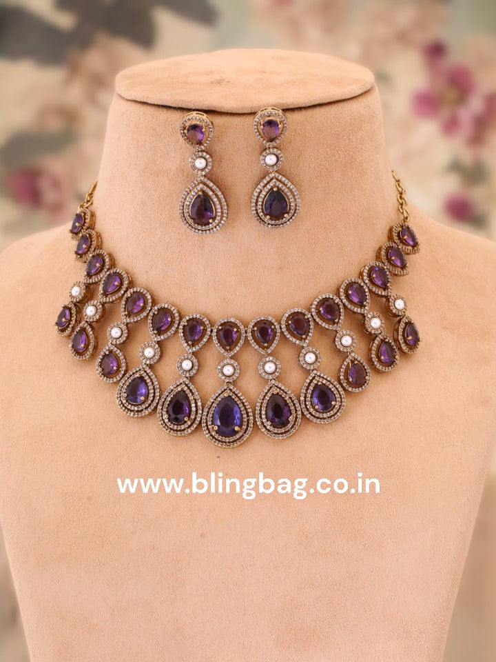 Purple Margarete Victorian Jewellery Set - New Arrival