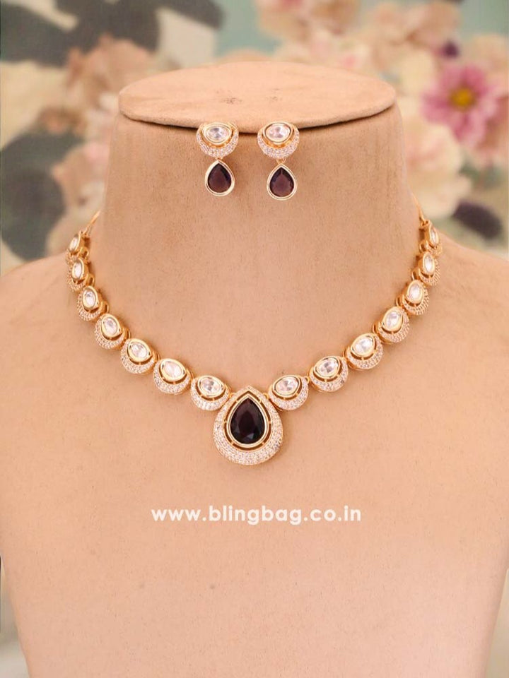 Purple Megan Zirconia Jewellery Set