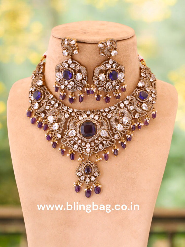 Purple Naavya Victorian Jewellery Set - New Arrival