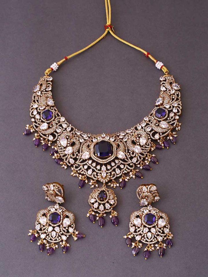Purple Naavya Victorian Jewellery Set - New Arrival
