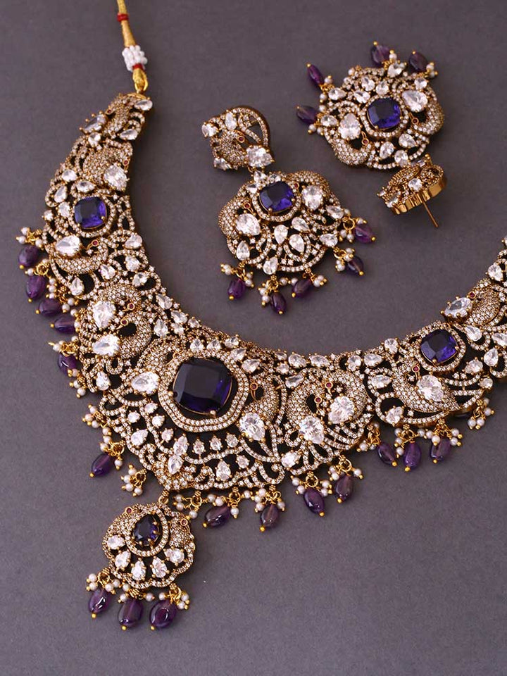 Purple Naavya Victorian Jewellery Set - New Arrival