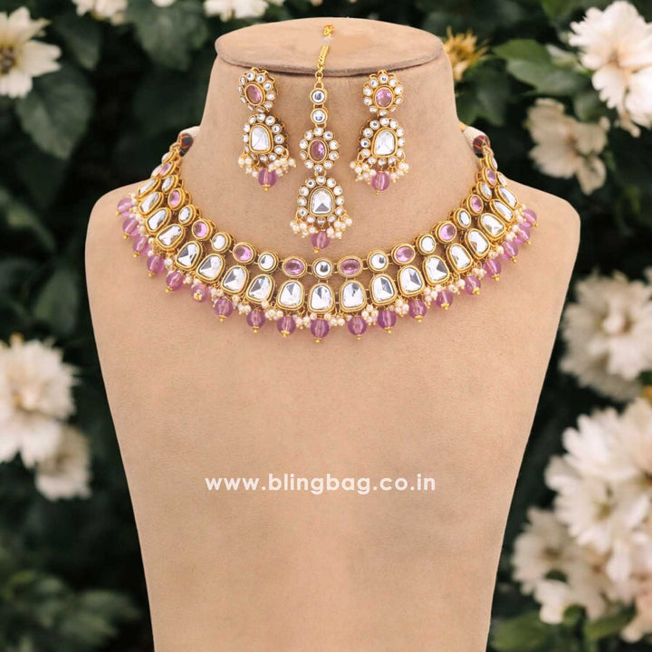 Purple Nagima Kundan Jewellery Set