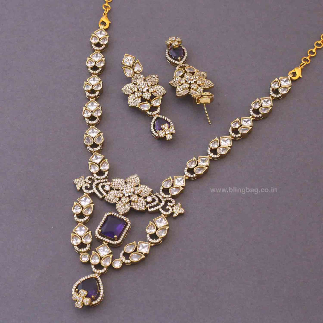 Purple Narevia Victorian Jewellery Set - New Arrival