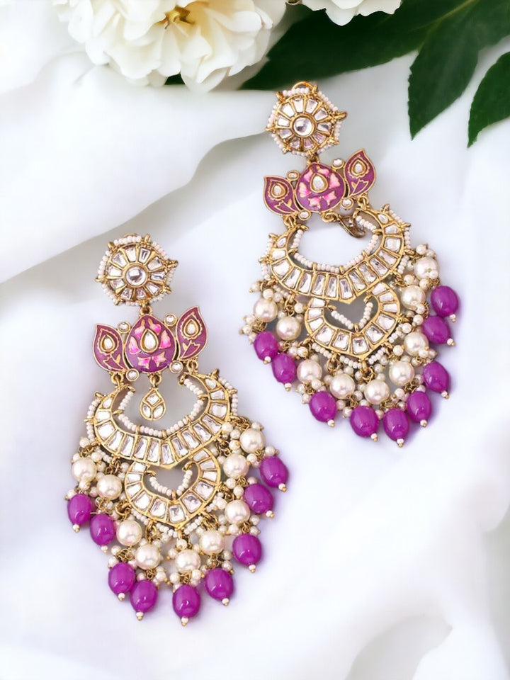 Purple Peshani Danglers Earrings