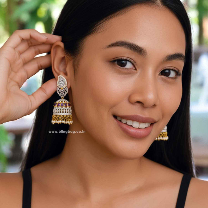 Purple Polina Zirconia Jhumkis