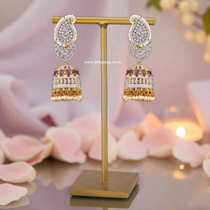 Purple Polina Zirconia Jhumkis